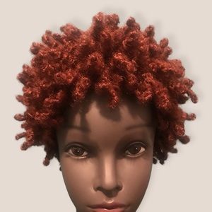 Afro Kinky Curly Synthetic Handmade Auburn Wig